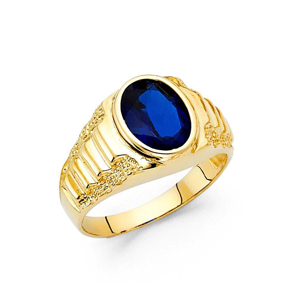14K Yellow Gold CZ Men's Ring