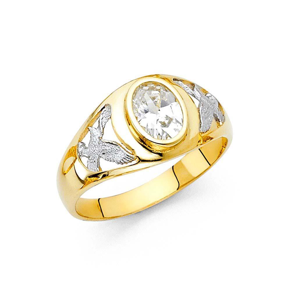 14K Two Tone CZ Men's Ring