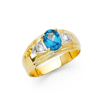 14K Yellow Gold CZ Men's Ring - silverdepot