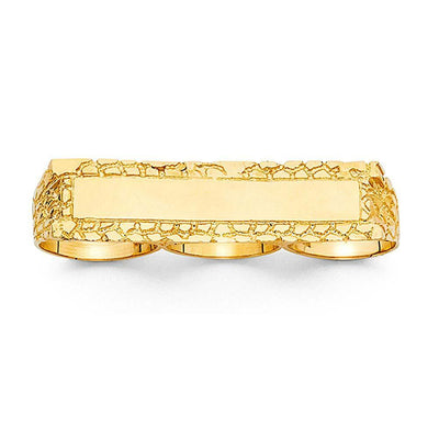 14K Yellow Gold 15mm 3 Finger Men's Ring - silverdepot