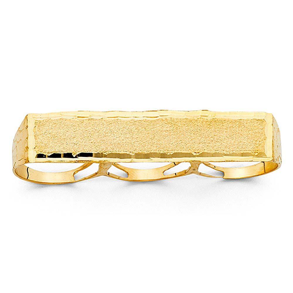 14K Yellow Gold 14mm 3 Finger Men's Ring