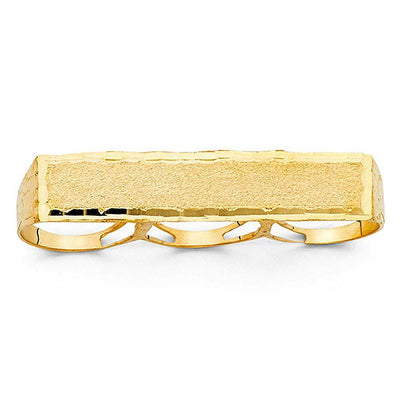 14K Yellow Gold 14mm 3 Finger Men's Ring - silverdepot