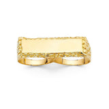 14K Yellow Gold 12mm 2 Finger Men's Ring