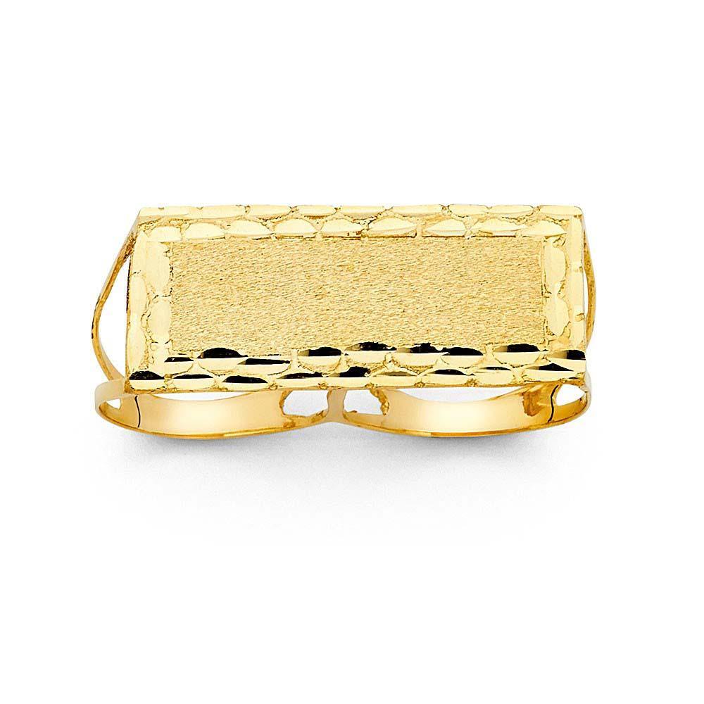 14K Yellow Gold 17mm 2 Finger Men's Ring