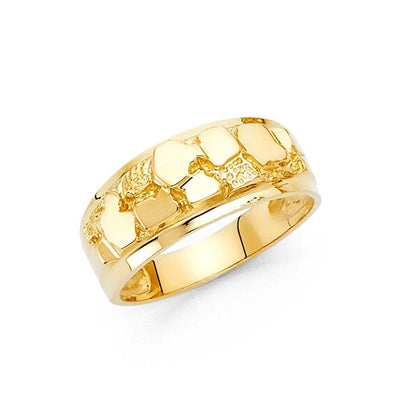 14K Yellow Gold 9mm Nugget Ring - silverdepot