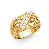 14K Yellow Gold 12mm CZ Nugget Ring