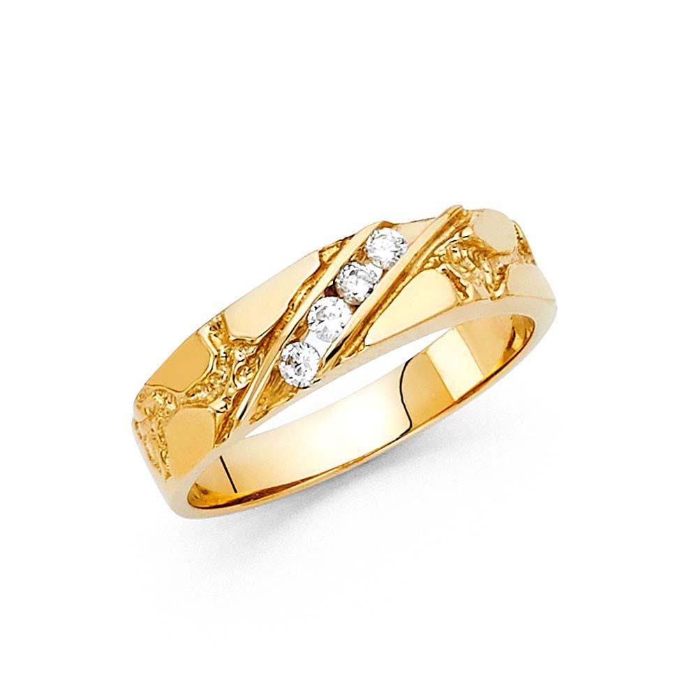 14K Yellow Gold 6mm CZ Men's Ring
