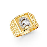 14K Yellow Gold 14mm Men's Ring