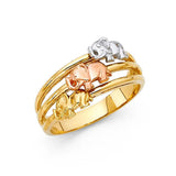 14K Tri Color 10mm Fancy Elephant Ring