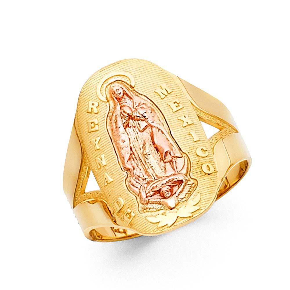 14K Two Tone 20mm Our Lady of Guadalupe Ring