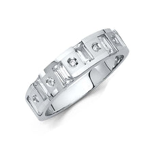 Load image into Gallery viewer, 14K White Gold 6mm CZ Wedding Trio Mens Band Sets