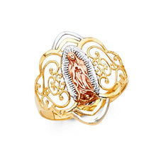 Load image into Gallery viewer, 14K Tri Color 20mm Our Lady of Guadalupe Ring - silverdepot