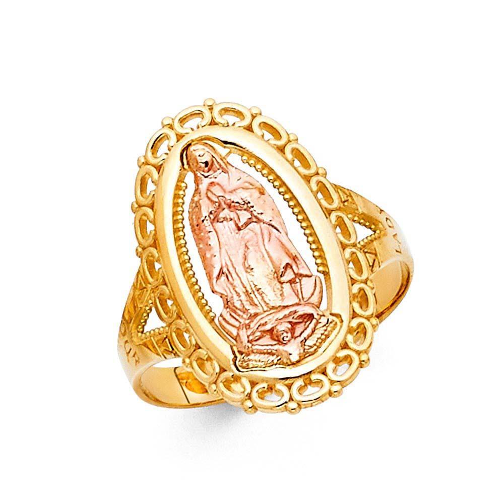 14K Two Tone 20mm Our Lady of Guadalupe Ring