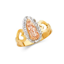 Load image into Gallery viewer, 14K Tri Color 15mm Our Lady of Guadalupe Ring - silverdepot
