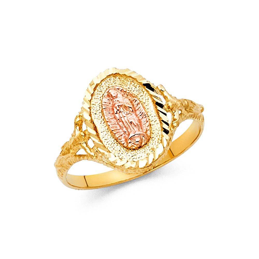 14K Two Tone 13mm Our Lady of Guadalupe Ring - silverdepot