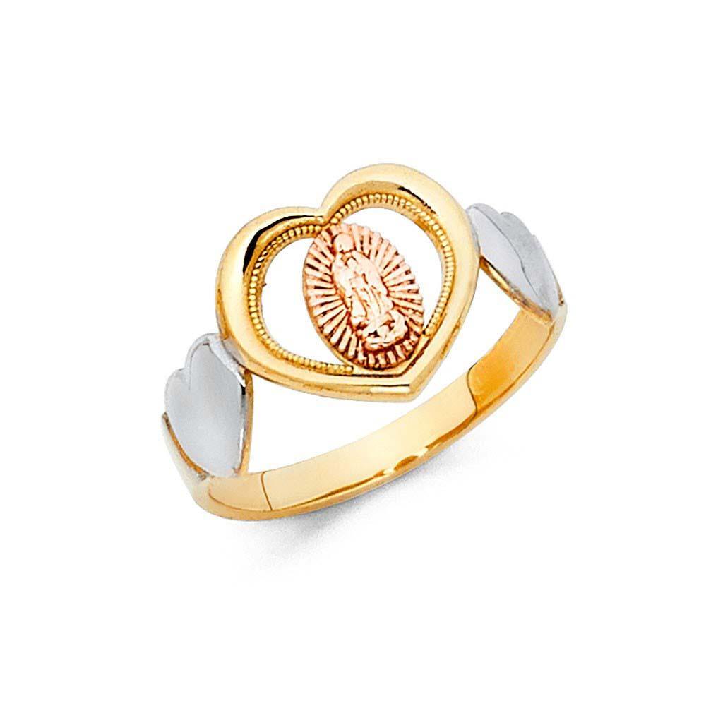 14K Tri Color 11mm Our Lady of Guadalupe Ring