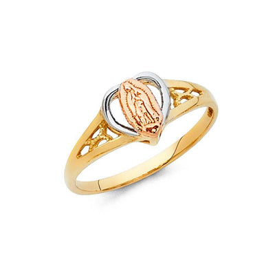 14K Tri Color 8mm Our Lady of Guadalupe Ring - silverdepot