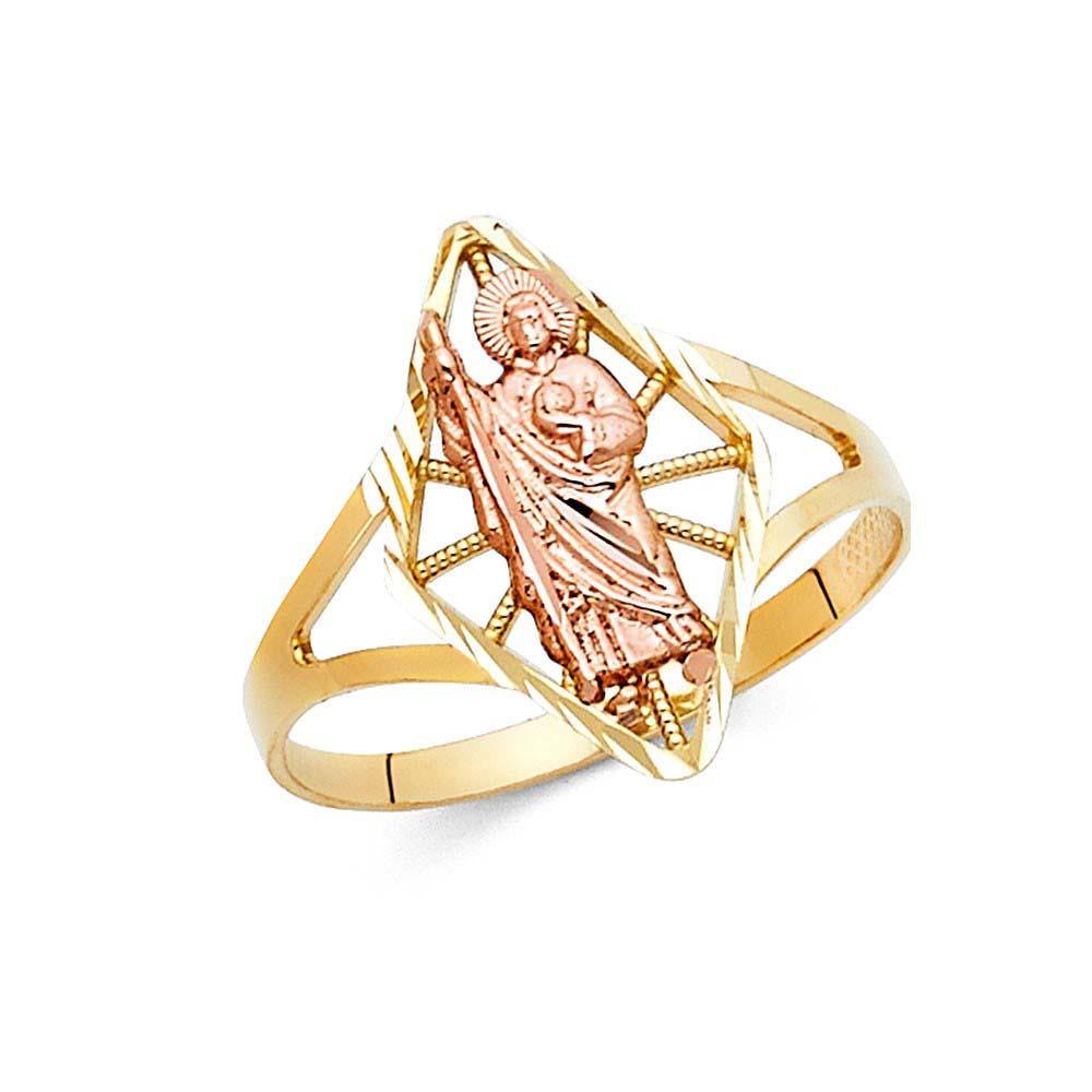 14K Two Tone 16mm Religious Ring
