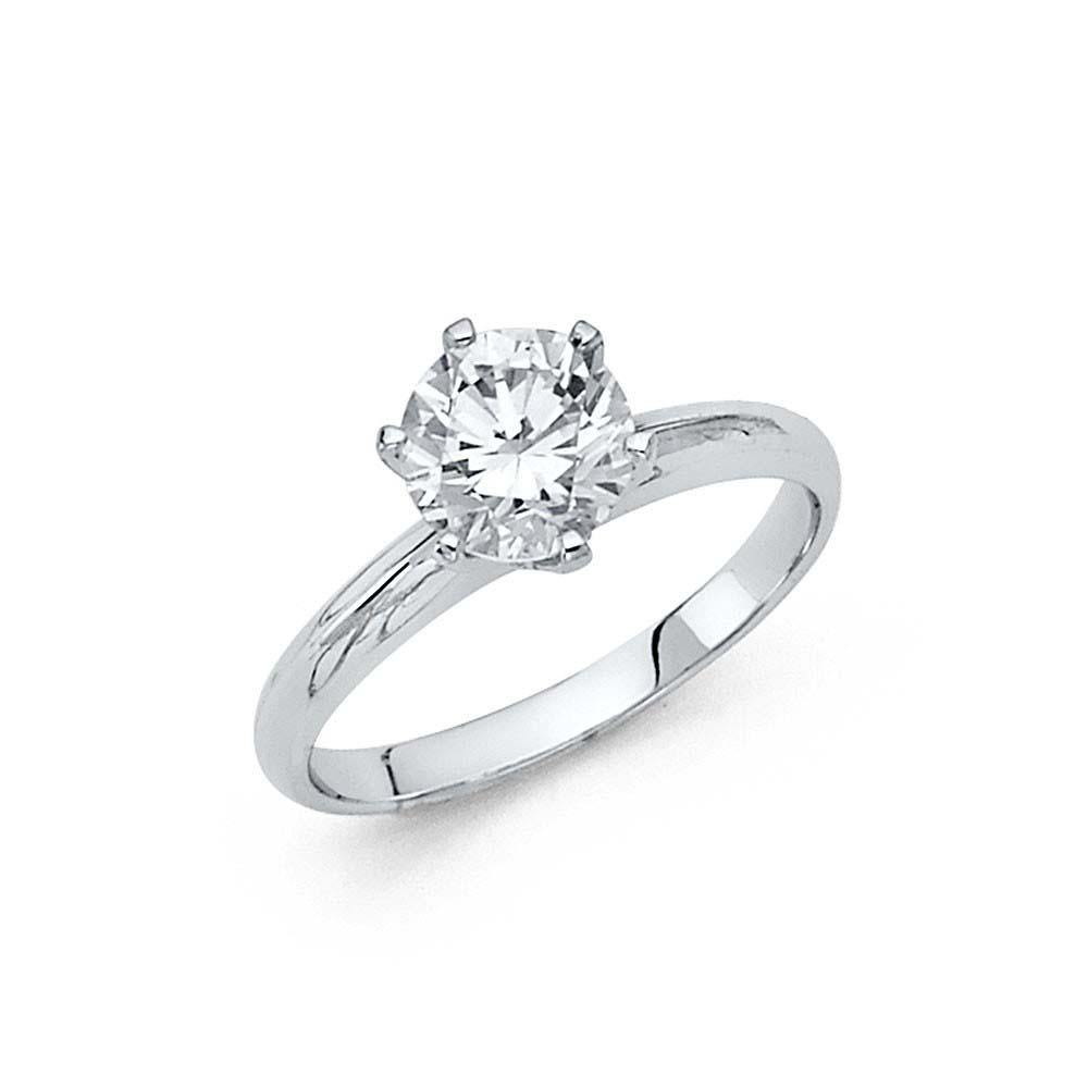 14K White Gold Polished Clear CZ Engagement Ring