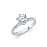 14K White Gold Polished Clear CZ Engagement Ring