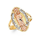 14K Tri Color 22mm Religious Ring