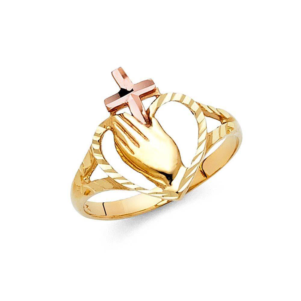 14K Two Tone 15mm Religious Ring