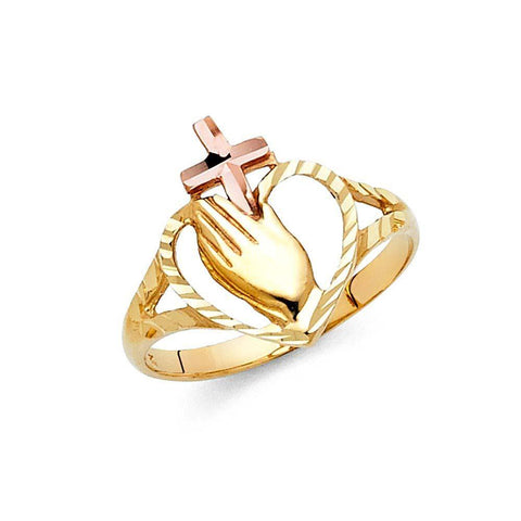 14K Two Tone 15mm Religious Ring