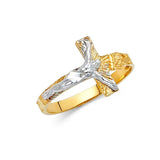 14K Two Tone 13mm Crucifix Ring