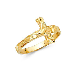 14K Yellow Gold 13mm Crucifix Ring