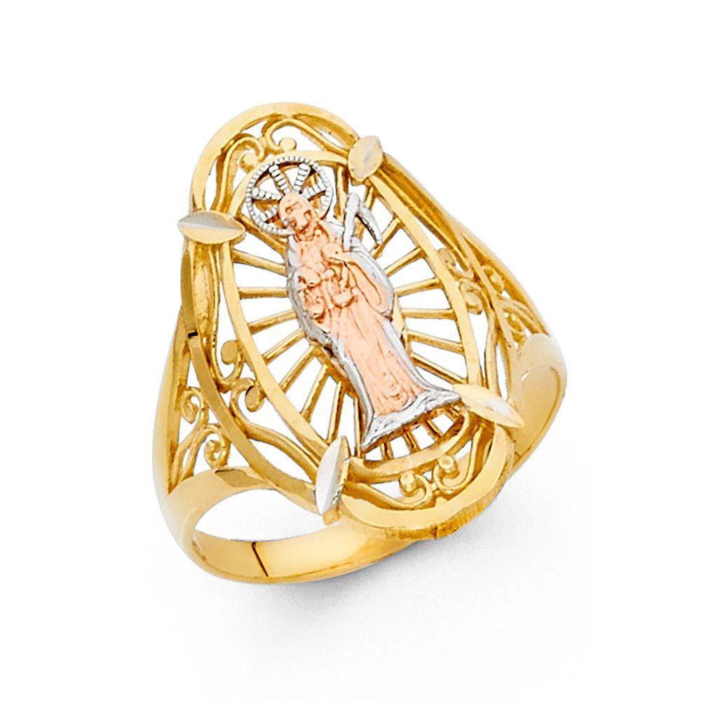 14K Tri Color 20mm Assorted Fancy Ring - silverdepot