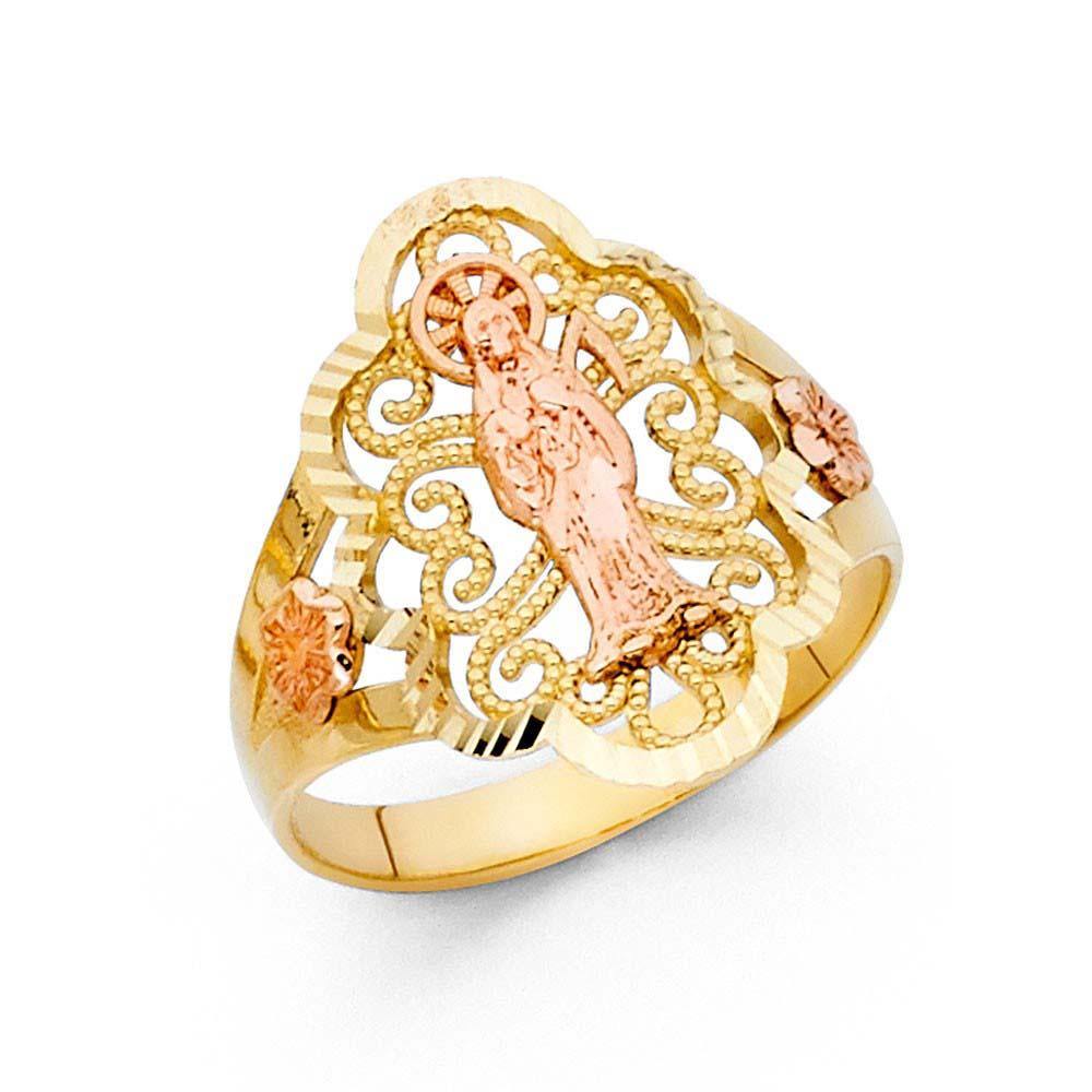 14K Two Tone 20mm Assorted Fancy Ring - silverdepot
