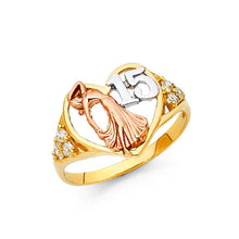 Load image into Gallery viewer, 14K Tri Color 12mm 15 Years Clear CZ Heart Ring - silverdepot