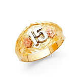 14K Tri Color 11mm 15 Years Ring