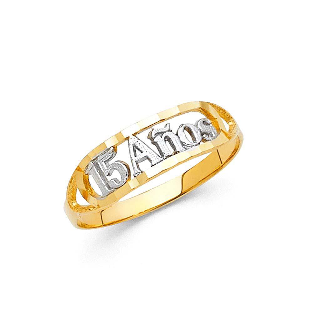 14K Two Tone 6mm 15 Years Ring - silverdepot