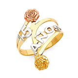 14K Tri Color 25mm 15 Years Ring