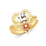 14K Tri Color 16mm 15 Years Ring