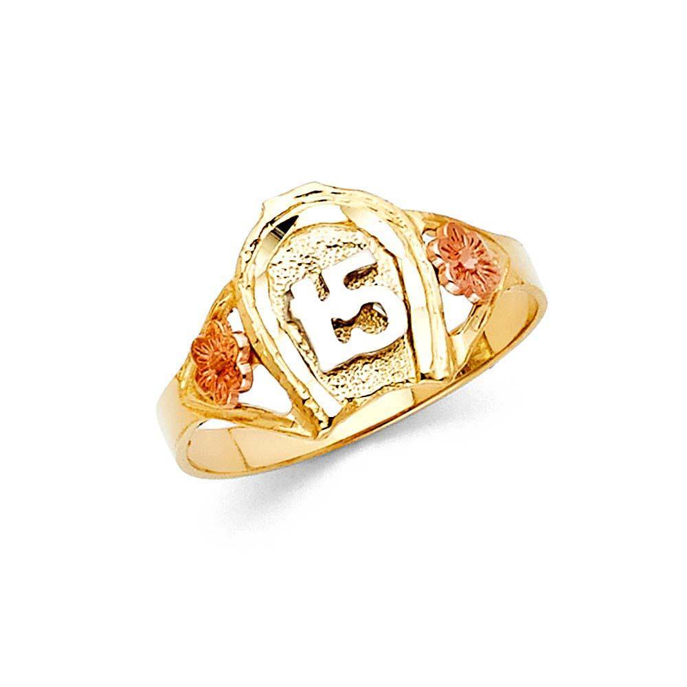 14K Tri Color 11mm 15 Years Ring - silverdepot