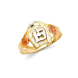 14K Tri Color 11mm 15 Years Ring