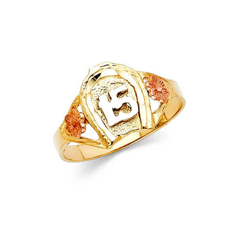 14K Tri Color 11mm 15 Years Ring