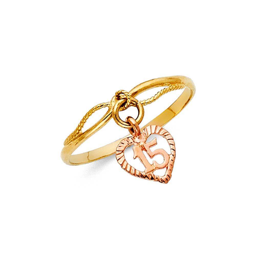 14K Two Tone 13mm 15 Years Ring - silverdepot