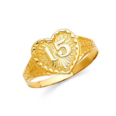 14K Yellow Gold 12mm 15 Years Ring - silverdepot