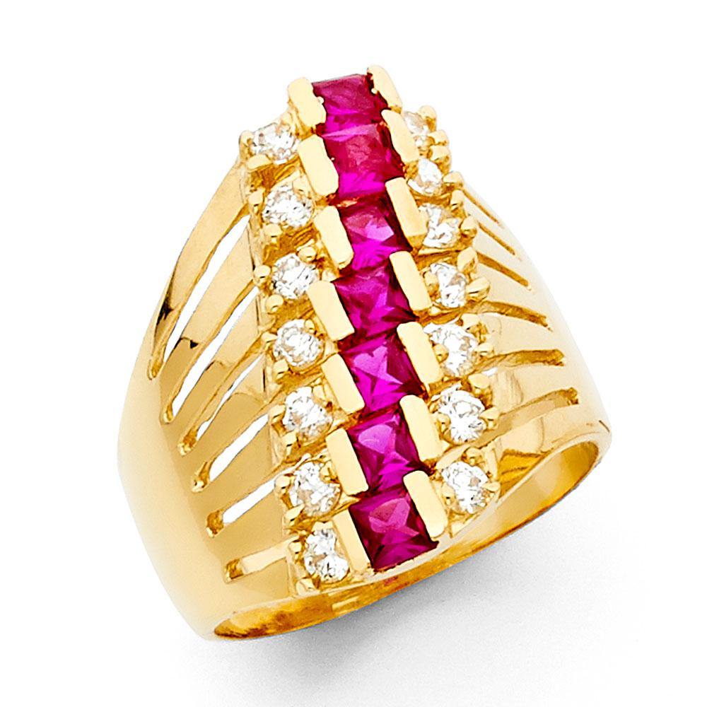 14K Yellow Gold CZ Rings and Mother Semanario Ring