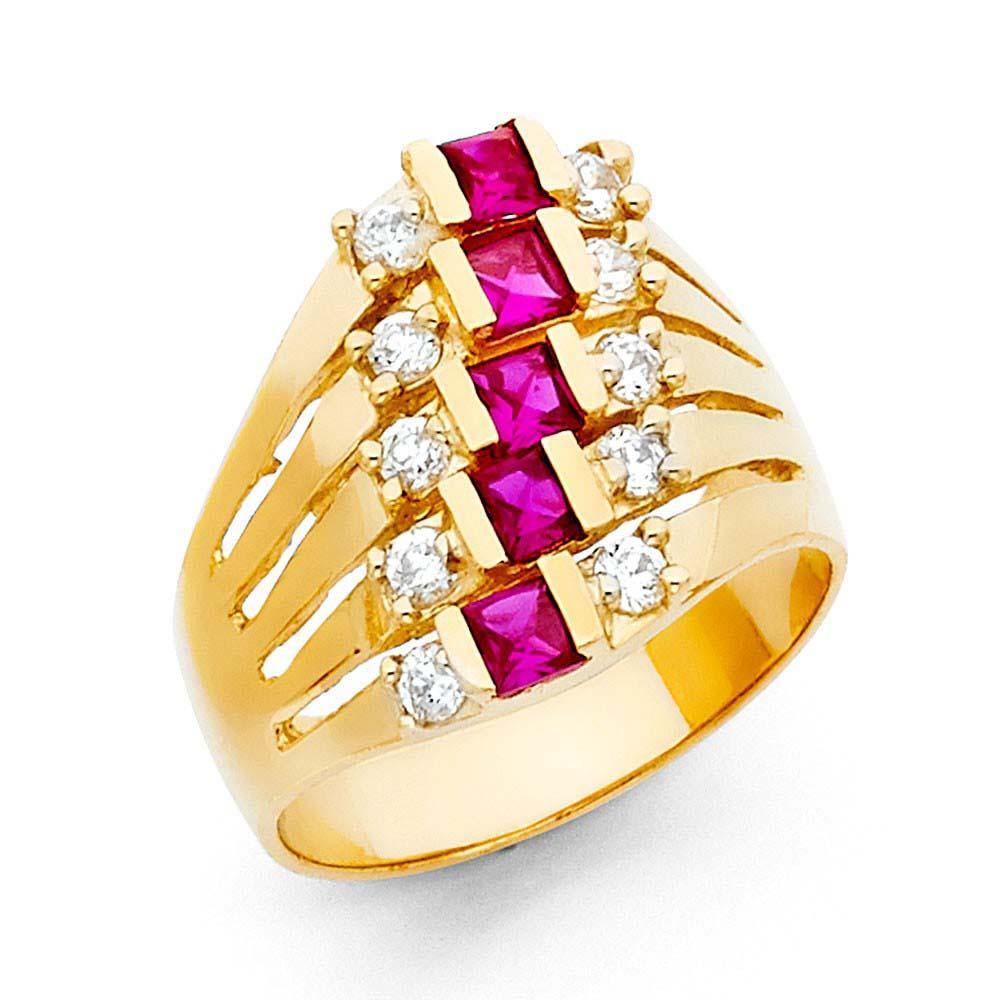 14K Yellow Gold CZ Rings and Mother Semanario Ring