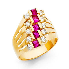 14K Yellow Gold CZ Rings and Mother Semanario Ring