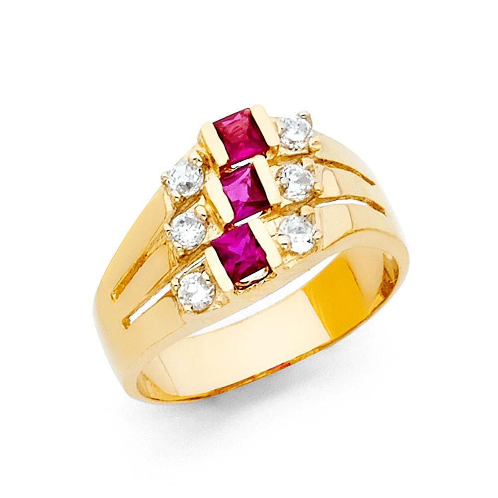 14K Yellow Gold CZ Rings and Mother Semanario Ring - silverdepot