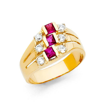 14K Yellow Gold CZ Rings and Mother Semanario Ring - silverdepot
