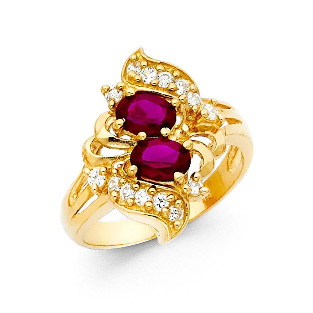 14K Yellow Gold CZ Rings and Mother Semanario Ring - silverdepot