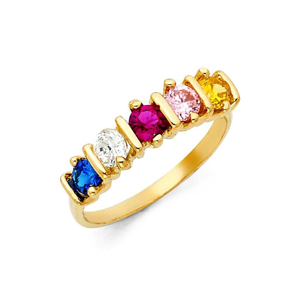 14K Yellow Gold Multi Color CZ Rings