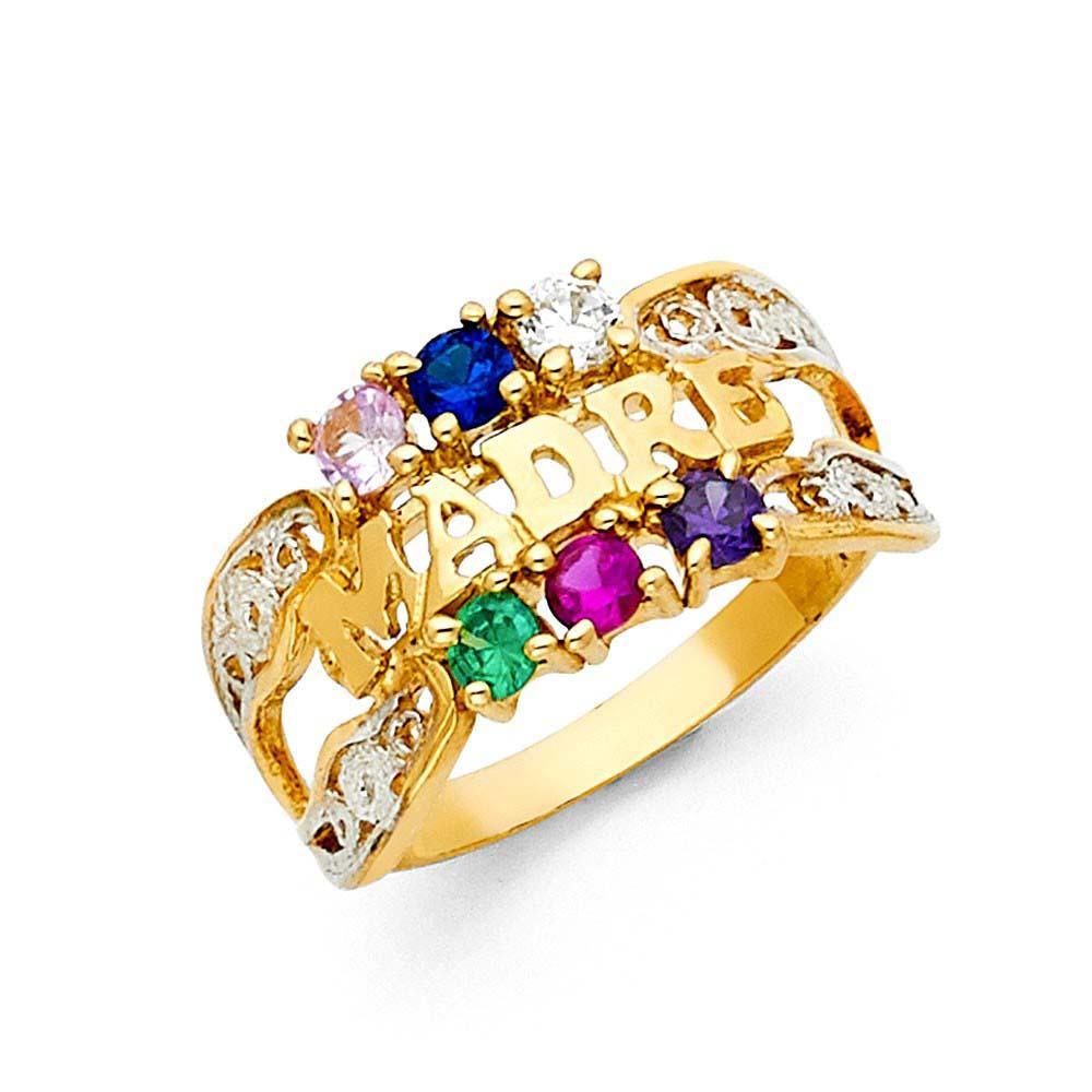 14K Two Tone Multi Color Madre CZ Rings