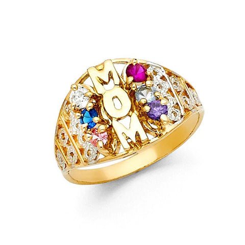 14K Two Tone CZ Rings and Mother Semanario Ring